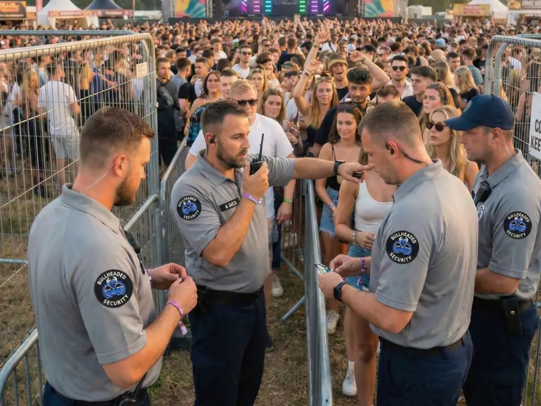 Bull Headed Security event guards checking festival guests in Dallas