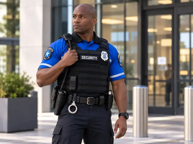 Armed Security Officer at Dallas Building Entrance