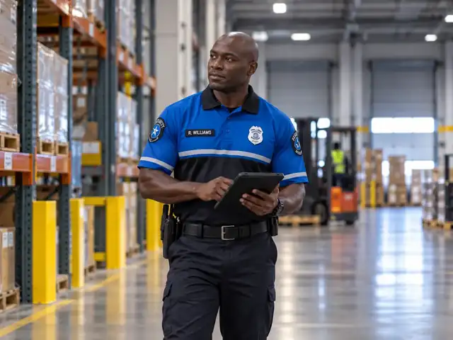 Warehouse Security Officer on Patrol in Dallas
